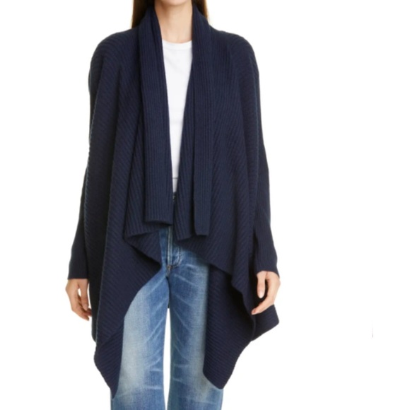 Banana Republic Navy Draped Cardigan Sweater. 100% Organic Cotton. - Picture 1 of 6